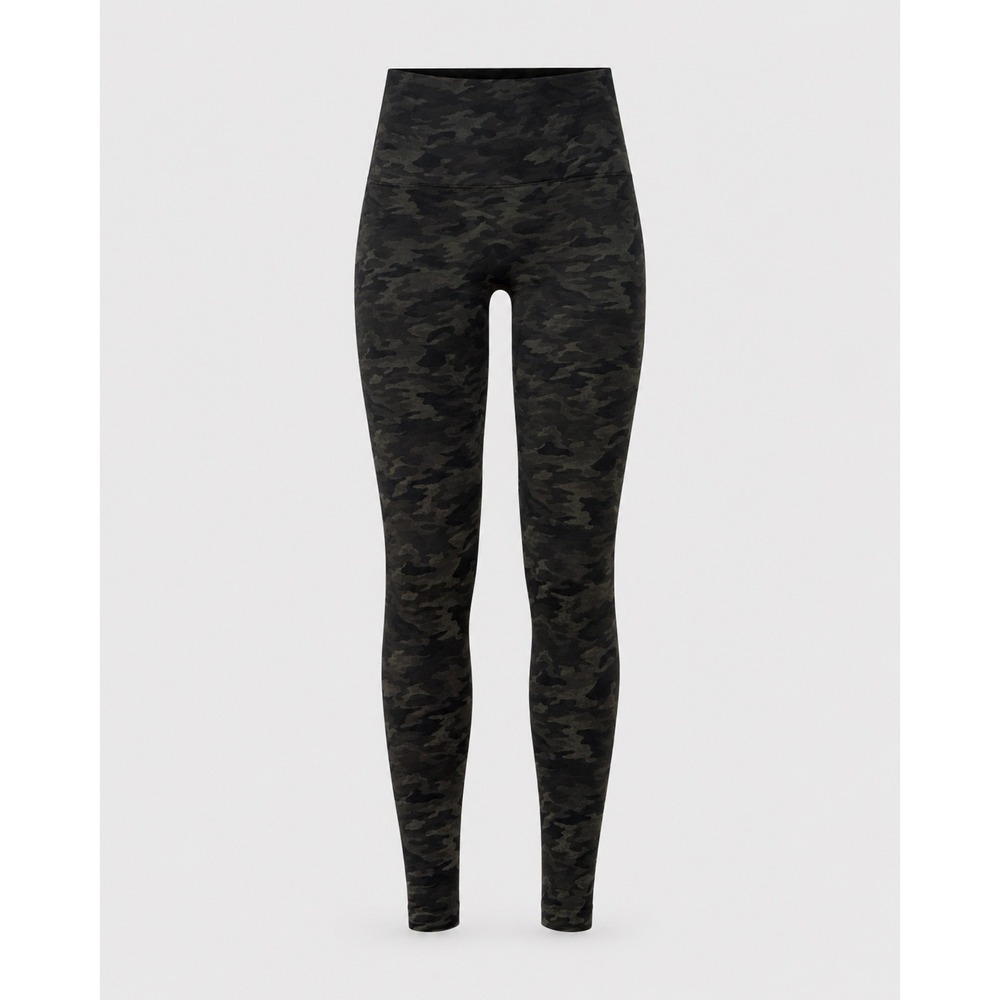 SPANX Look At Me Now Seamless Leggings Womens L Green Black Camo Gorpcore Y2K